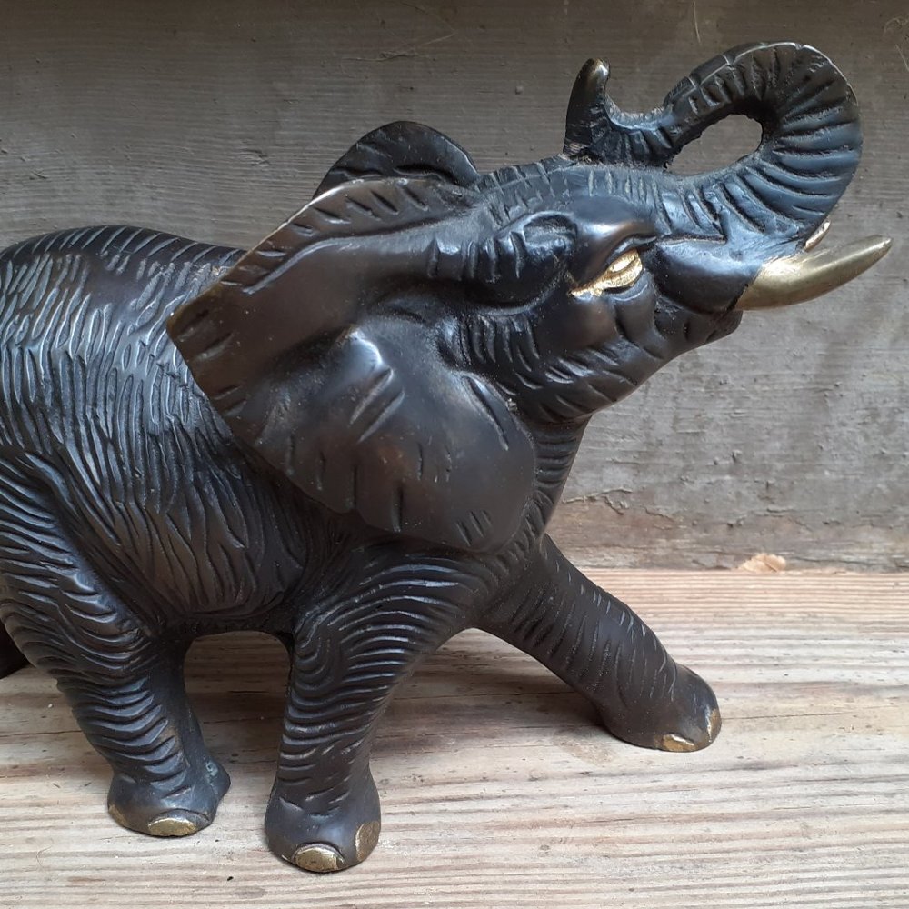 Vintage Bronze Elephant Sculpture